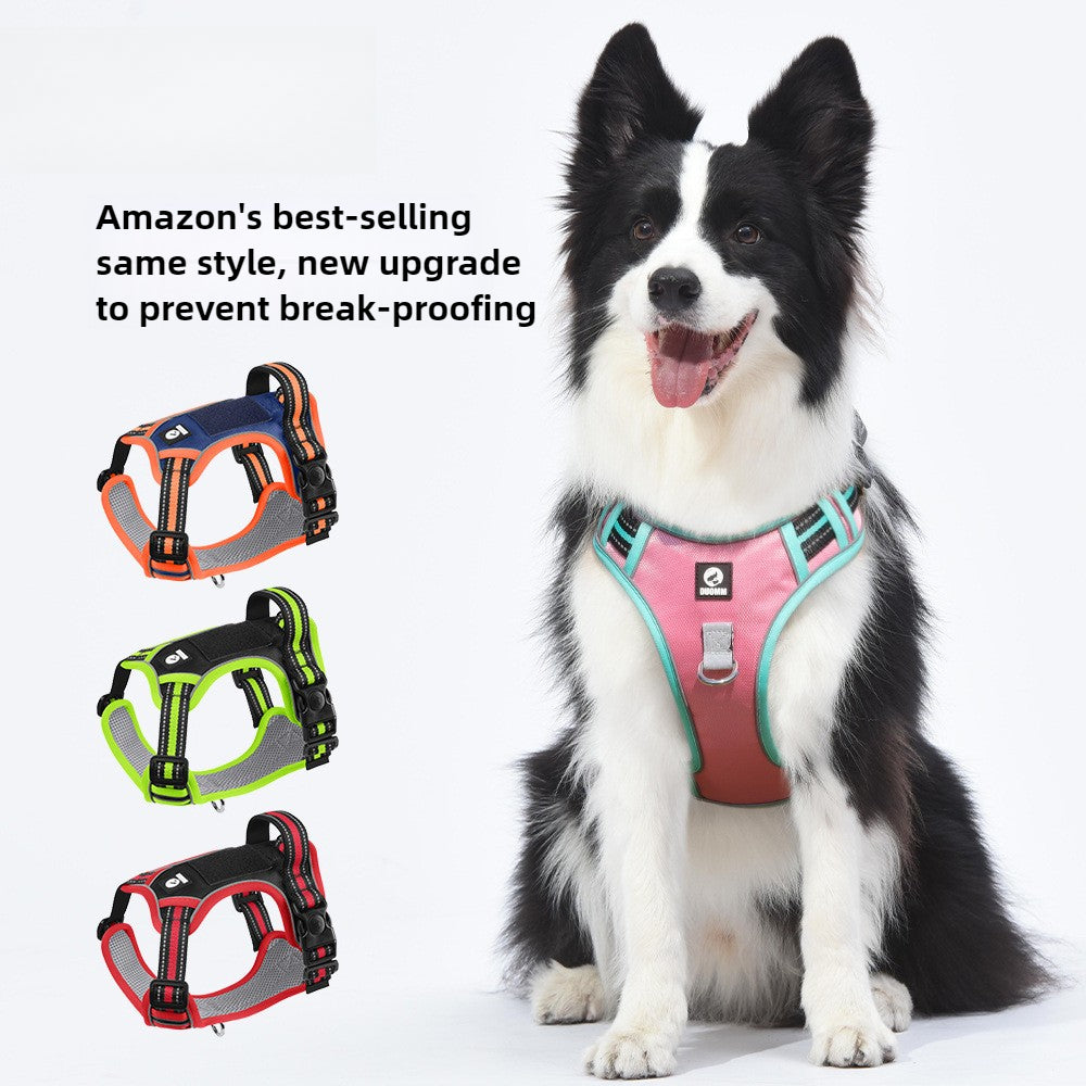 Anti-break-free + AirTag + reflection-Dog leash, anti-breaking, large dog chest strap reflective medium and large dog dog leash outdoor dog