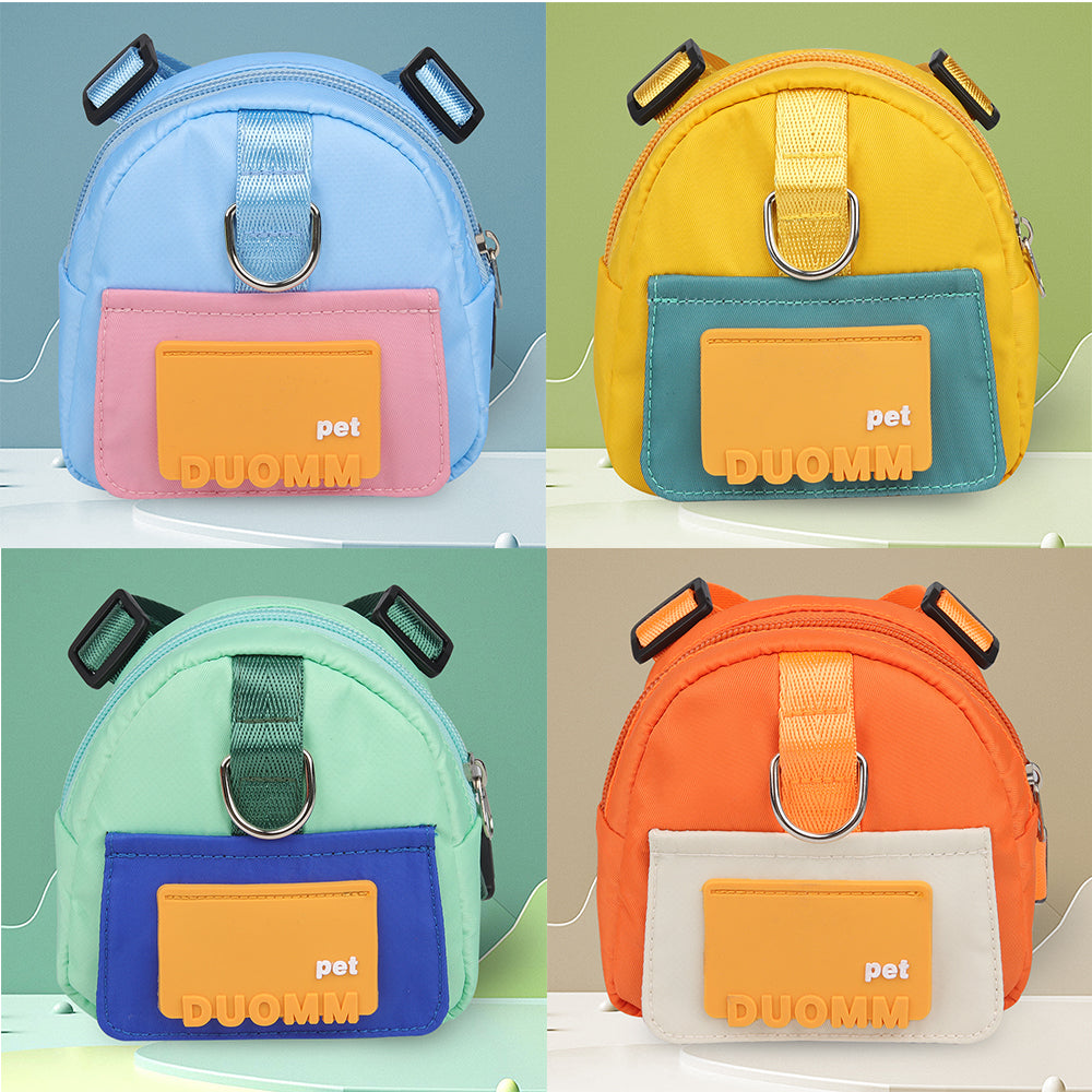 New leash vest-style pet self-backpack cartoon dog schoolbag outdoor dog small schoolbag pet supplies
