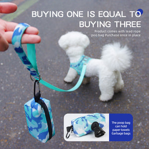 New dog chest strap reflective breathable dog walking rope camouflage three-piece set of dog traction rope