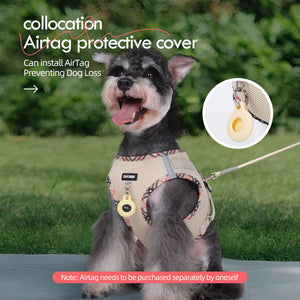 Cat and dog universal+AirTag protective cover+three piece anti loss chest harness set (anti loss, lightweight and comfortable, universal design)