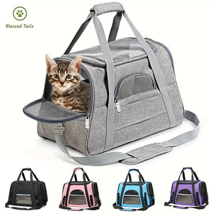 Portable Cat Bags Soft-Sided Pet Carrying Four-Sided Breathable Carrier Bags with Fur Pad Cats Handbag Travel Bag Transport Bag