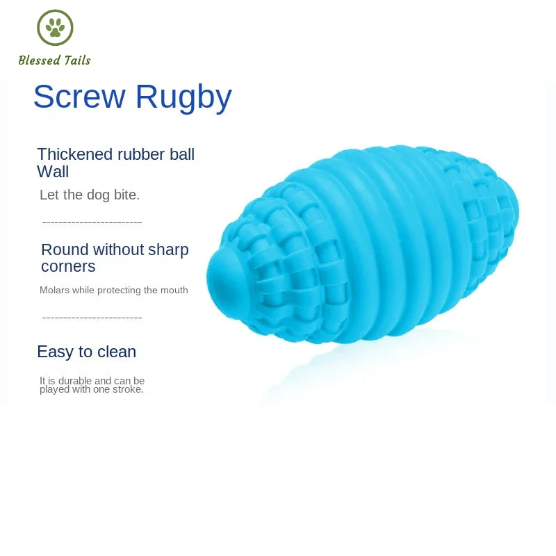 Sounding Threaded Rugby Ball Chew Dogs, Durable Interactive Self-Entertainment Rubber Pet Toy