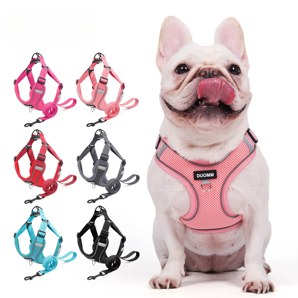 Pet leash dog outdoor chest strap Fight Corgi walks dog leash out to prevent breaking away from reflective dog chest back