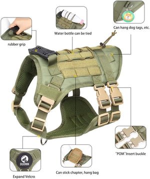 Two-piece set of large dog tactical chest strap outdoor waterproof explosion-proof traction leash chest strap medium and large working dog vest