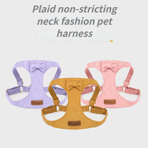 Three-piece set of pet chest and back leash vest dog cat outdoor leash three-piece set of collar cat small pet dog walking leash