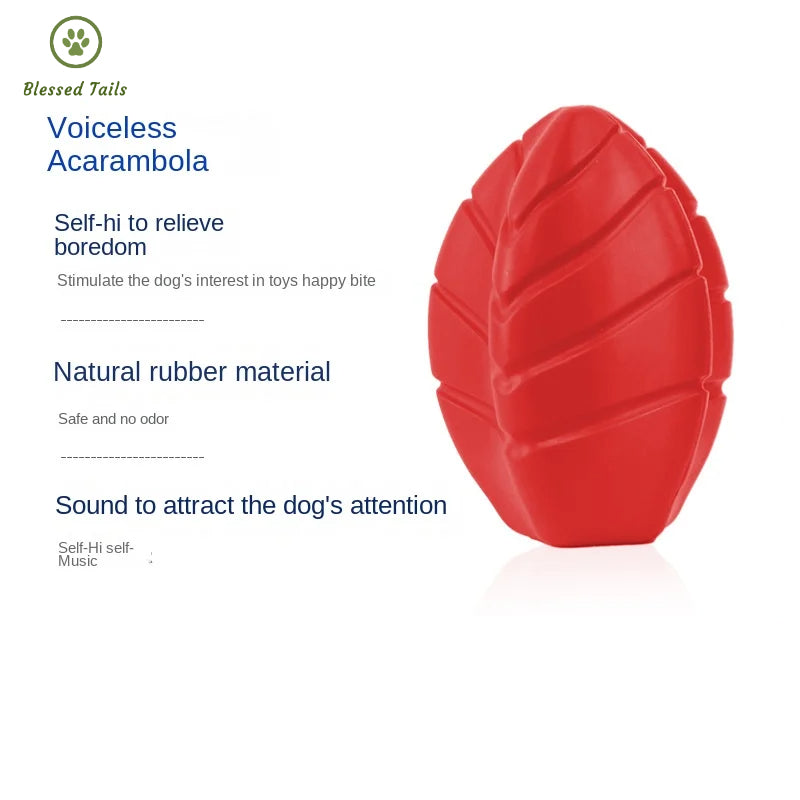 Red Squeaky Star Fruit Dog Toy - Rubber Chew Toy for Teeth Cleaning, Interactive Fetch Pet Play