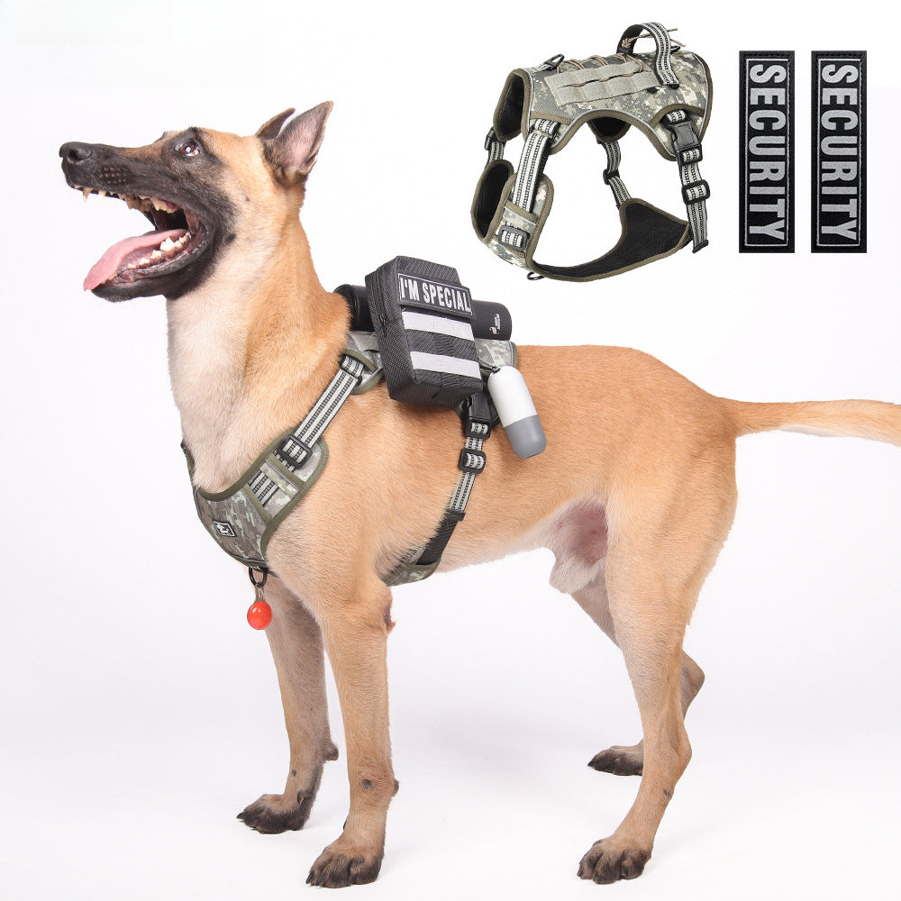 Dog chest back outdoor medium and large dog multifunctional tactical vest explosion-proof big dog leash dog chest back