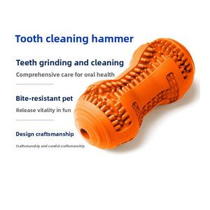 Natural Rubber Bite-Safe Hammer Dog Toy - Orange Multi-Play Teeth Sharpening & Cleaning | Alone Boredom Interactive Pet Toy (165g)