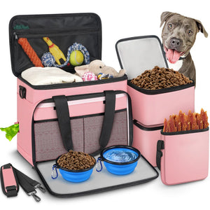 Portable Collapsible Pet Bowl - Outdoor Foldable Food & Water Dish for Dogs & Cats (Gray/Black/Pink)