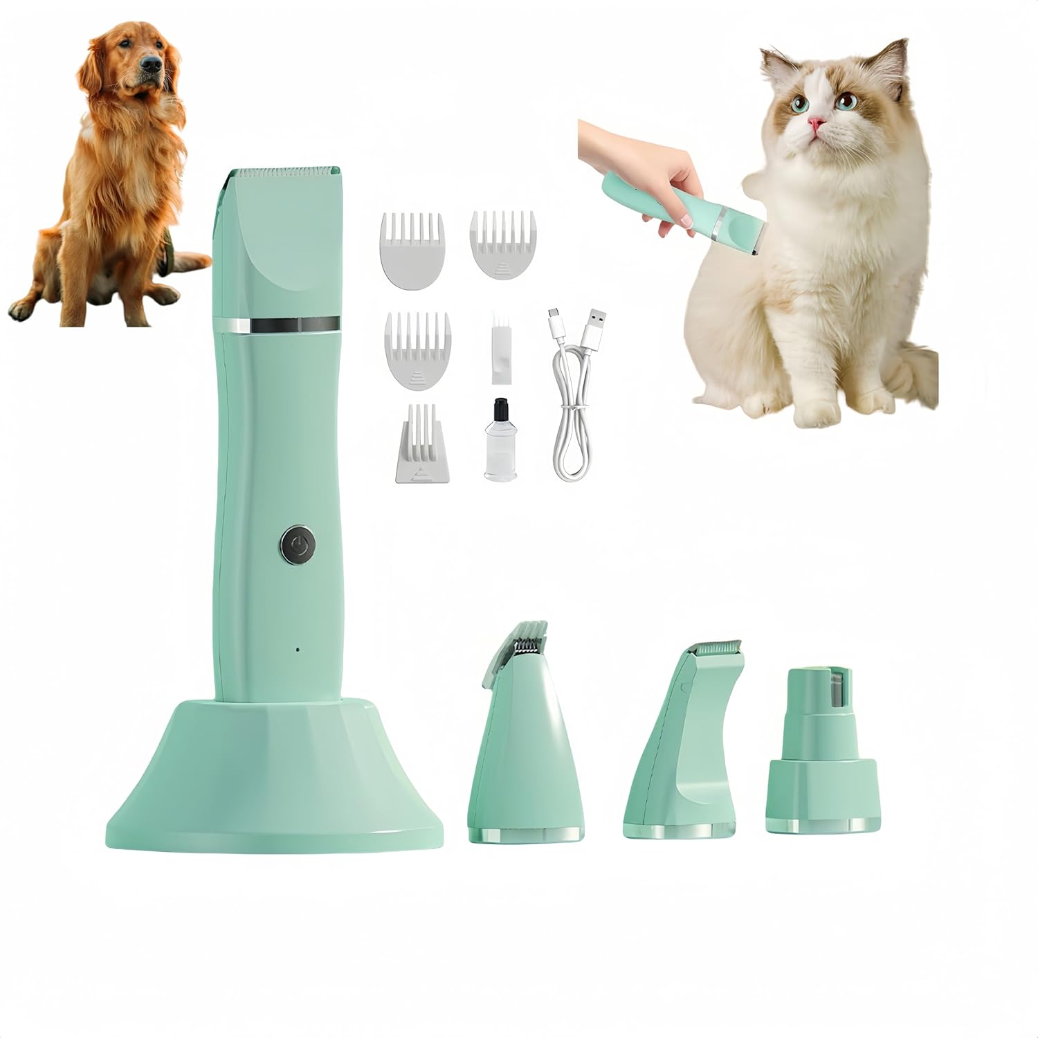 Four in one pet shaver electric push shear -0.1mm anti jam ceramic blade head for cats and dogs