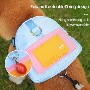 New leash vest-style pet self-backpack cartoon dog schoolbag outdoor dog small schoolbag pet supplies