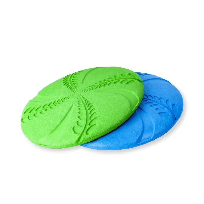 EVA Abrasion Resistant Floating Frisbee Dog Toy - Blue and Green Wheaties Design | Natural Rubber Grade Interactive Training Throwing Disc (100g)
