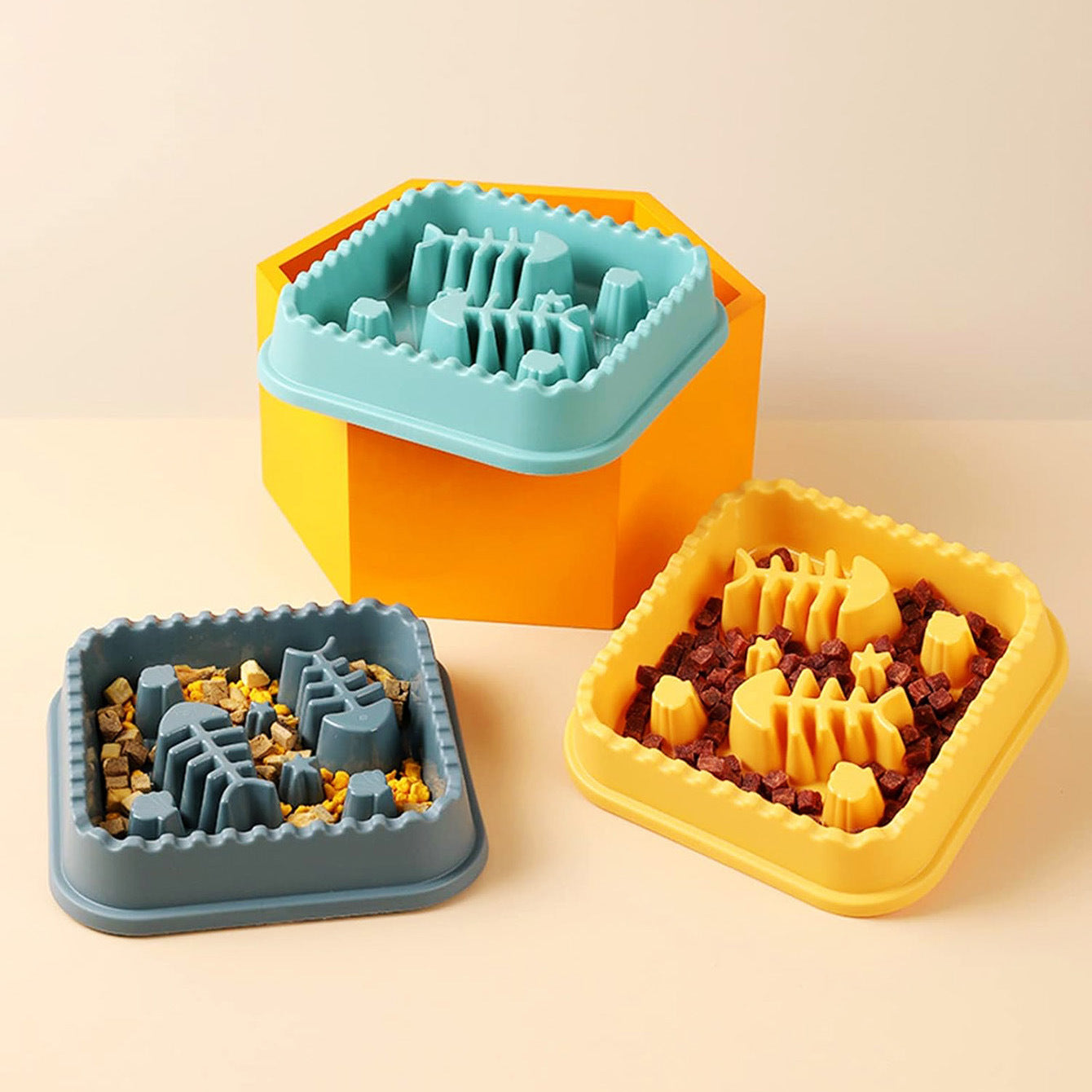 Fishbone Pet Slow Feeding Bowl Cat and Dog Feeding Bowl Small and Medium Dog and Cat Feeding Bowl Drinking Bowl