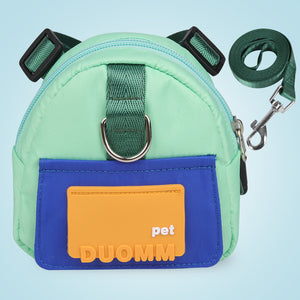 New leash vest-style pet self-backpack cartoon dog schoolbag outdoor dog small schoolbag pet supplies