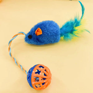 Cat toys plastic bell plush mouse teaser ball sound cat cat supplies pet interactive chew toys