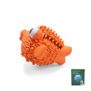 New Natural Rubber Breathable Puffer Dog Toy - Orange Sounding Teething Toy | Interactive Boredom Relieving Pet Toy (220g)