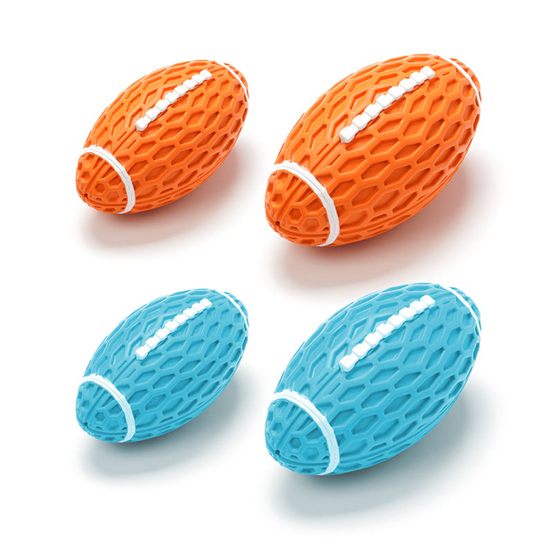 Teething rugby ball puppy toys pet dog interactive training vocal cleaning teeth bite not broken natural rubber