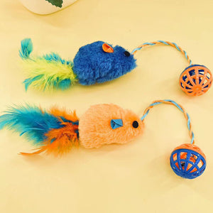 Cat toys plastic bell plush mouse teaser ball sound cat cat supplies pet interactive chew toys