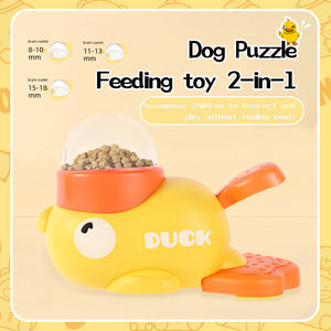 Pet cat feeder toy little yellow duck smart interactive dog feeding machine puppy missed food