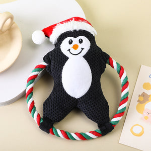 3pcs combo Christmas plush toys dog self-excited vent cartoon toys sound resistant chewing teething pet supplies