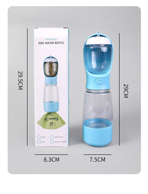 Dog outdoor multi-function three-in-one water cup pet accompanying cup water feeder portable water cup cat and dog drinking water machine