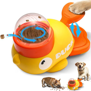 Pet cat feeder toy little yellow duck smart interactive dog feeding machine puppy missed food