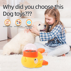 Pet cat feeder toy little yellow duck smart interactive dog feeding machine puppy missed food