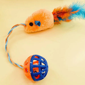 Cat toys plastic bell plush mouse teaser ball sound cat cat supplies pet interactive chew toys