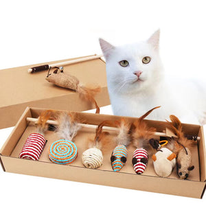 Pet Supplies Simulation Mouse Cat Toy Gift Set 7 Piece Cat Teaser Stick