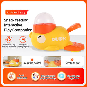 Pet cat feeder toy little yellow duck smart interactive dog feeding machine puppy missed food