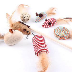 Pet Supplies Simulation Mouse Cat Toy Gift Set 7 Piece Cat Teaser Stick