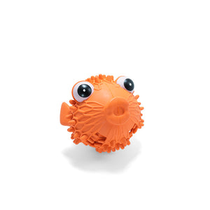 New Natural Rubber Breathable Puffer Dog Toy - Orange Sounding Teething Toy | Interactive Boredom Relieving Pet Toy (220g)