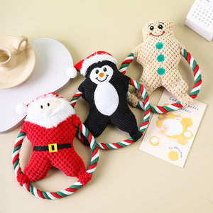 3pcs combo Christmas plush toys dog self-excited vent cartoon toys sound resistant chewing teething pet supplies