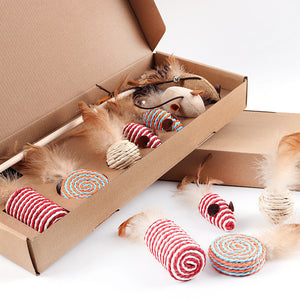 Pet Supplies Simulation Mouse Cat Toy Gift Set 7 Piece Cat Teaser Stick