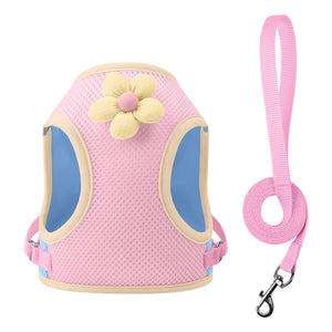 Dog leash dopamine contrasting chest strap small dog Bichin dog chest and back breathable and burden-reducing cat leash