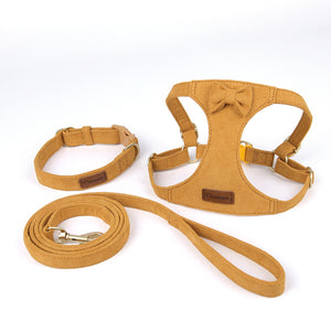 Three-piece set of pet chest and back leash vest dog cat outdoor leash three-piece set of collar cat small pet dog walking leash