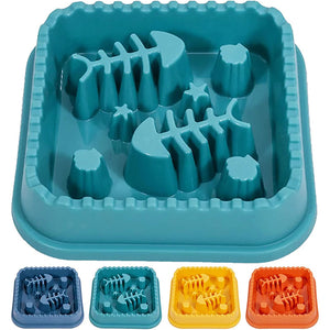 Fishbone Pet Slow Feeding Bowl Cat and Dog Feeding Bowl Small and Medium Dog and Cat Feeding Bowl Drinking Bowl