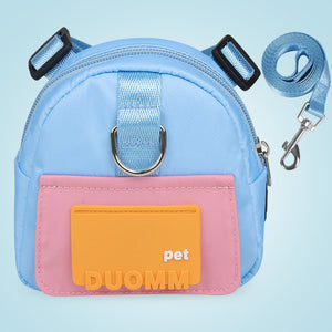 New leash vest-style pet self-backpack cartoon dog schoolbag outdoor dog small schoolbag pet supplies