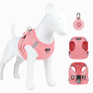 Cat and dog universal+AirTag protective cover+three piece anti loss chest harness set (anti loss, lightweight and comfortable, universal design)