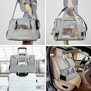Portable Cat Bags Soft-Sided Pet Carrying Four-Sided Breathable Carrier Bags with Fur Pad Cats Handbag Travel Bag Transport Bag