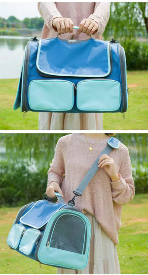 Foldable Portable Pet Carrier Bag, Breathable Car Travel Handheld Cat Carrier Bag for Small Dogs & Cats Pet Supplies