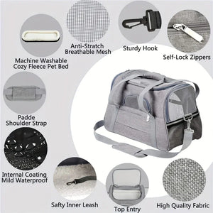 Portable Cat Bags Soft-Sided Pet Carrying Four-Sided Breathable Carrier Bags with Fur Pad Cats Handbag Travel Bag Transport Bag