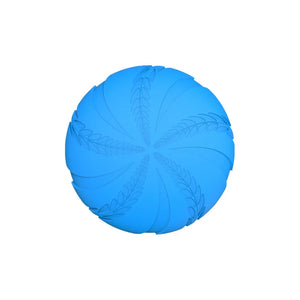 EVA Abrasion Resistant Floating Frisbee Dog Toy - Blue and Green Wheaties Design | Natural Rubber Grade Interactive Training Throwing Disc (100g)
