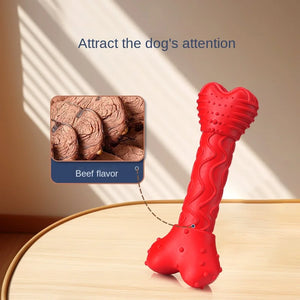 Molar Teeth Cleaning Dog Bite-Simulation Beef Taste Self-Relieving Stuffy Golden Hoop Bone Pet Toy