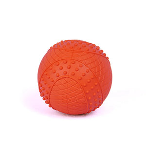 Natural Rubber Bonded Sound Ball Dog Toys - Orange Teething & Teeth Cleaning Self-Helping Ball | Small Dogs Interactive Breathing Relief Eco Toys (84g)