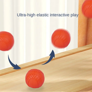 Natural Rubber Bonded Sound Ball Dog Toys - Orange Teething & Teeth Cleaning Self-Helping Ball | Small Dogs Interactive Breathing Relief Eco Toys (84g)