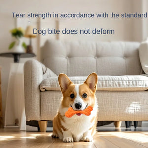 Natural Rubber Soft Studded Pink Bone Dog Toy - Orange Teether | Border Collie Interactive Teeth Cleaning Toy (141g)