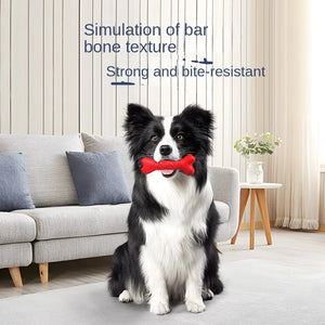 Molar Teeth Cleaning Dog Bite-Simulation Beef Taste Self-Relieving Stuffy Golden Hoop Bone Pet Toy