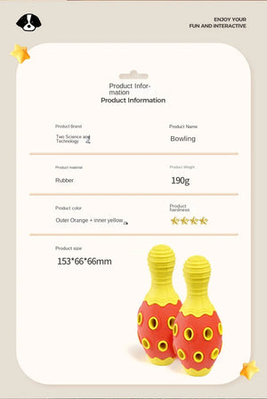 Simulation Bowling Molar Interactive Relieving Stuffy Natural Rubber Food Leakage Bite Medium-Sized Dog Toy
