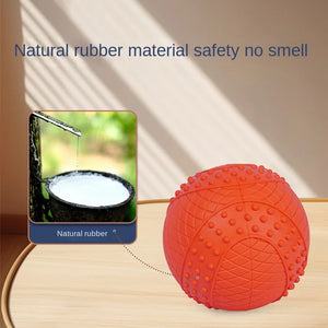 Natural Rubber Bonded Sound Ball Dog Toys - Orange Teething & Teeth Cleaning Self-Helping Ball | Small Dogs Interactive Breathing Relief Eco Toys (84g)